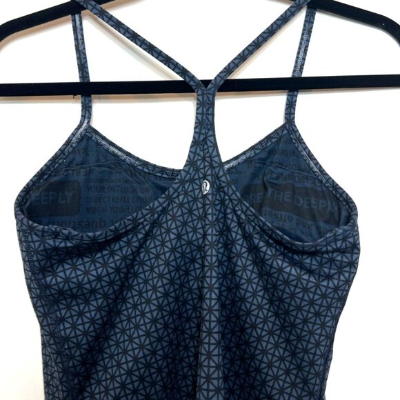 Lululemon Power Y Tank Tri Geo Printed Inkwell Black Size 6 Yoga Athletic Gym - Picture 7 of 11